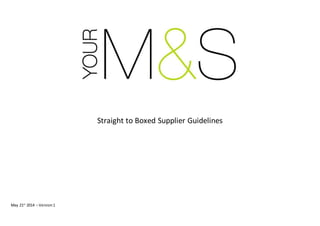 May 21st
2014 – Version1
Straight to Boxed Supplier Guidelines
 