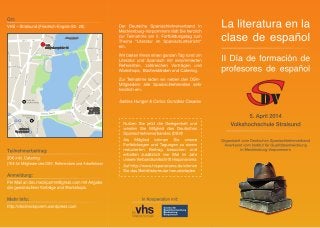 Literatura en la clase de español - Programa de formación - Stralsund, 5 de abril de 2014