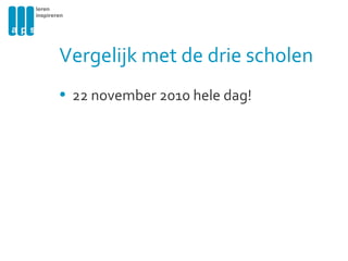 Vergelijk met de drie scholen 22 november 2010 hele dag! 