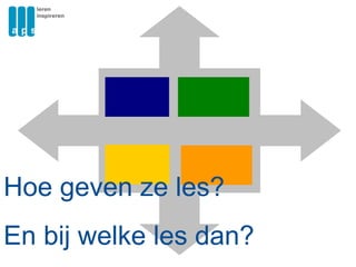 Hoe geven ze les? En bij welke les dan? 