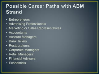 • Entrepreneurs
• Advertising Professionals
• Marketing or Sales Representatives
• Accountants
• Account Managers
• Bank Tellers
• Restaurateurs
• Corporate Managers
• Retail Managers
• Financial Advisers
• Economists
 