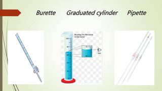 Burette Graduated cylinder Pipette
 