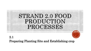 2.1
Preparing Planting Site and Establishing crop
 
