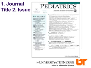 1. Journal
Title 2. Issue
 