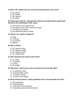 Strange Case of DR Jekill and MR Hyde (englishpost.org) | PDF