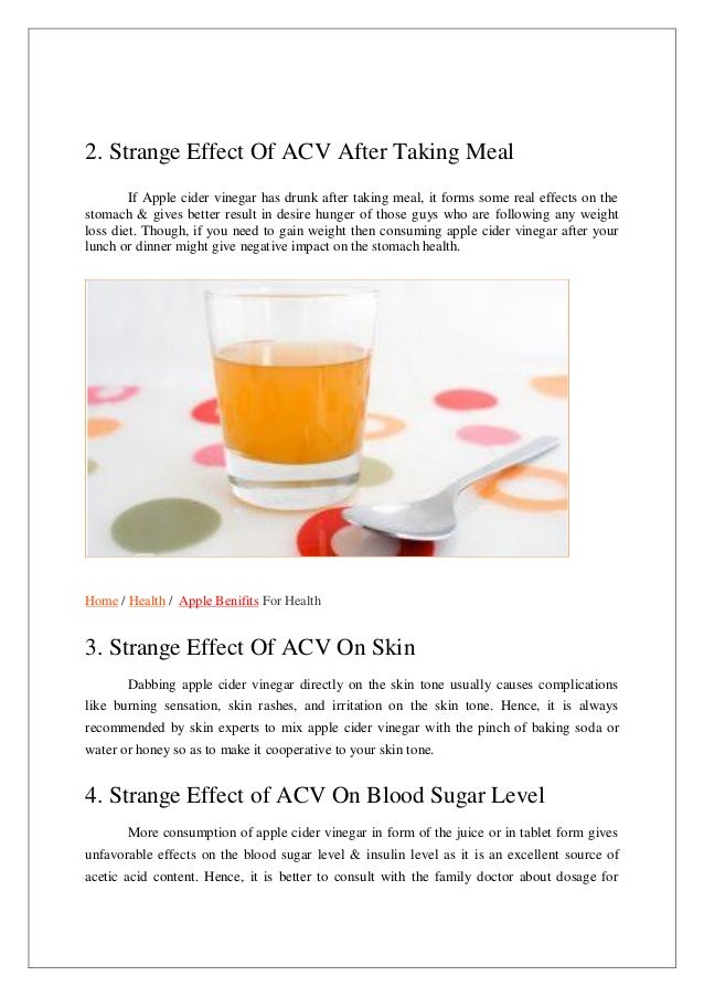 Strange effects of apple cider vinegar on health