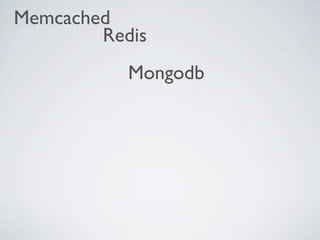 Memcached
        Redis
           Mongodb
 