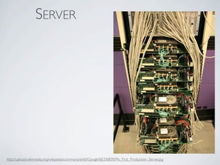 SERVER




http://upload.wikimedia.org/wikipedia/commons/e/e0/Google%E2%80%99s_First_Production_Server.jpg
 