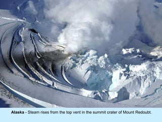 Alaska  - Steam rises from the top vent in the summit crater of Mount Redoubt.  