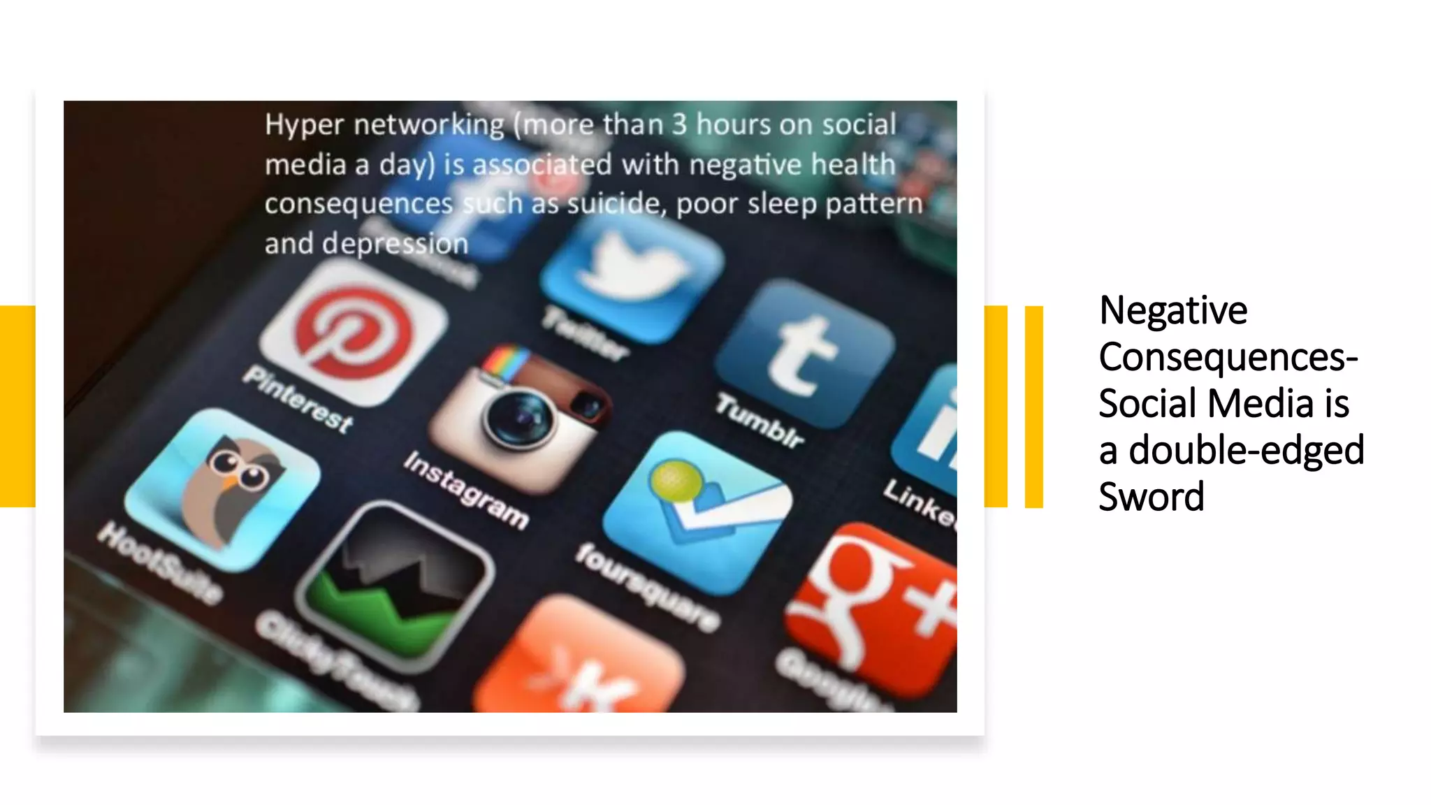 Negative
Consequences-
Social Media is
a double-edged
Sword