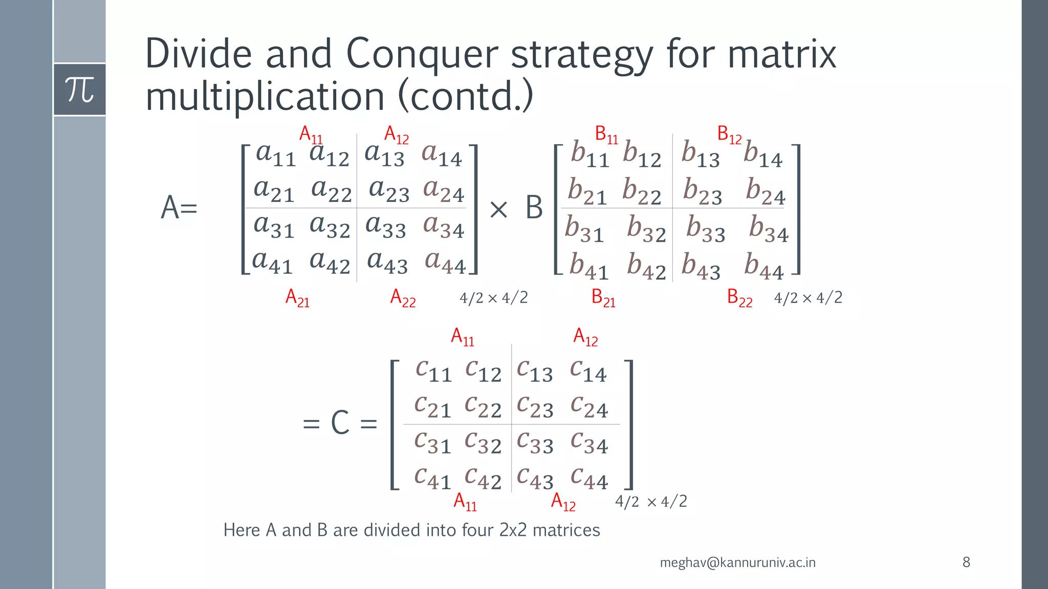 Strassen's matrix multiplication | PPTX
