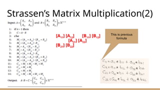 Strassen_s Matrix Multiplication Fifth SemesSemester | PPTX