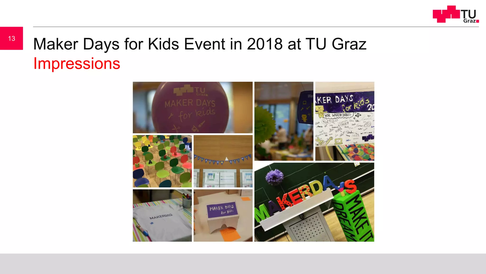 Maker Days for Kids Event in 2018 at TU Graz
Impressions
13
 