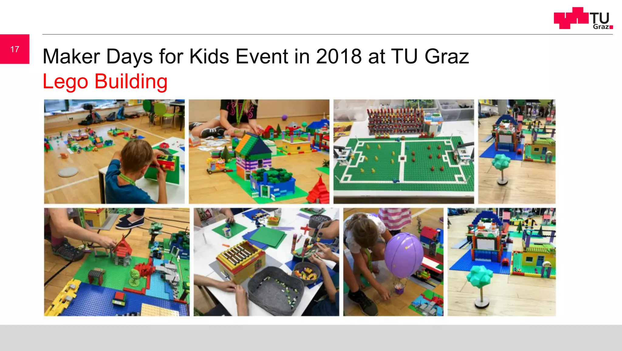 Maker Days for Kids Event in 2018 at TU Graz
Lego Building
17
 