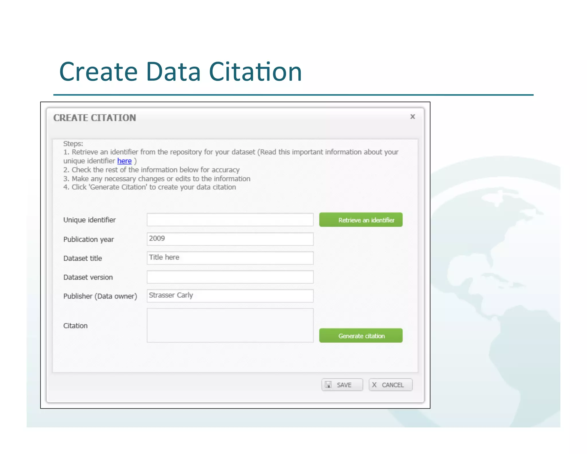 Create	
  Data	
  Cita%on	
  
 