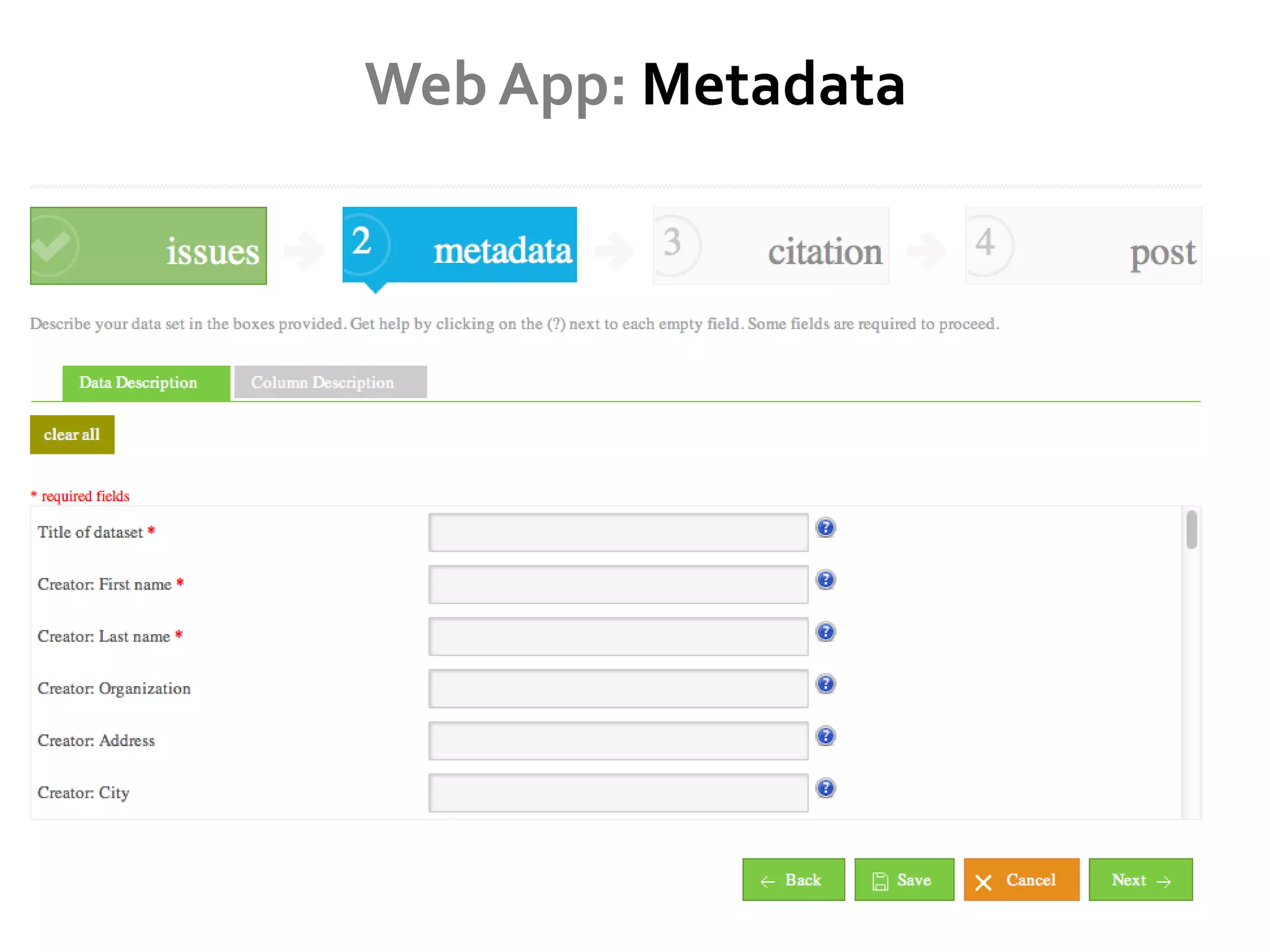 Web App: Metadata
 