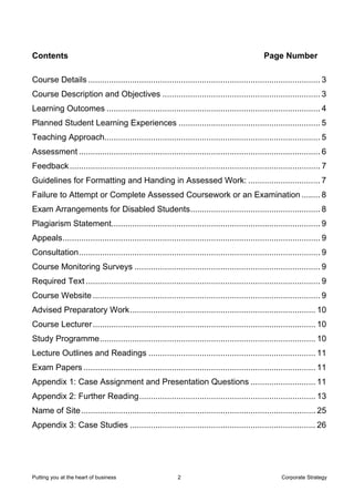 Contents                                                                                      Page Number

Course Details ...