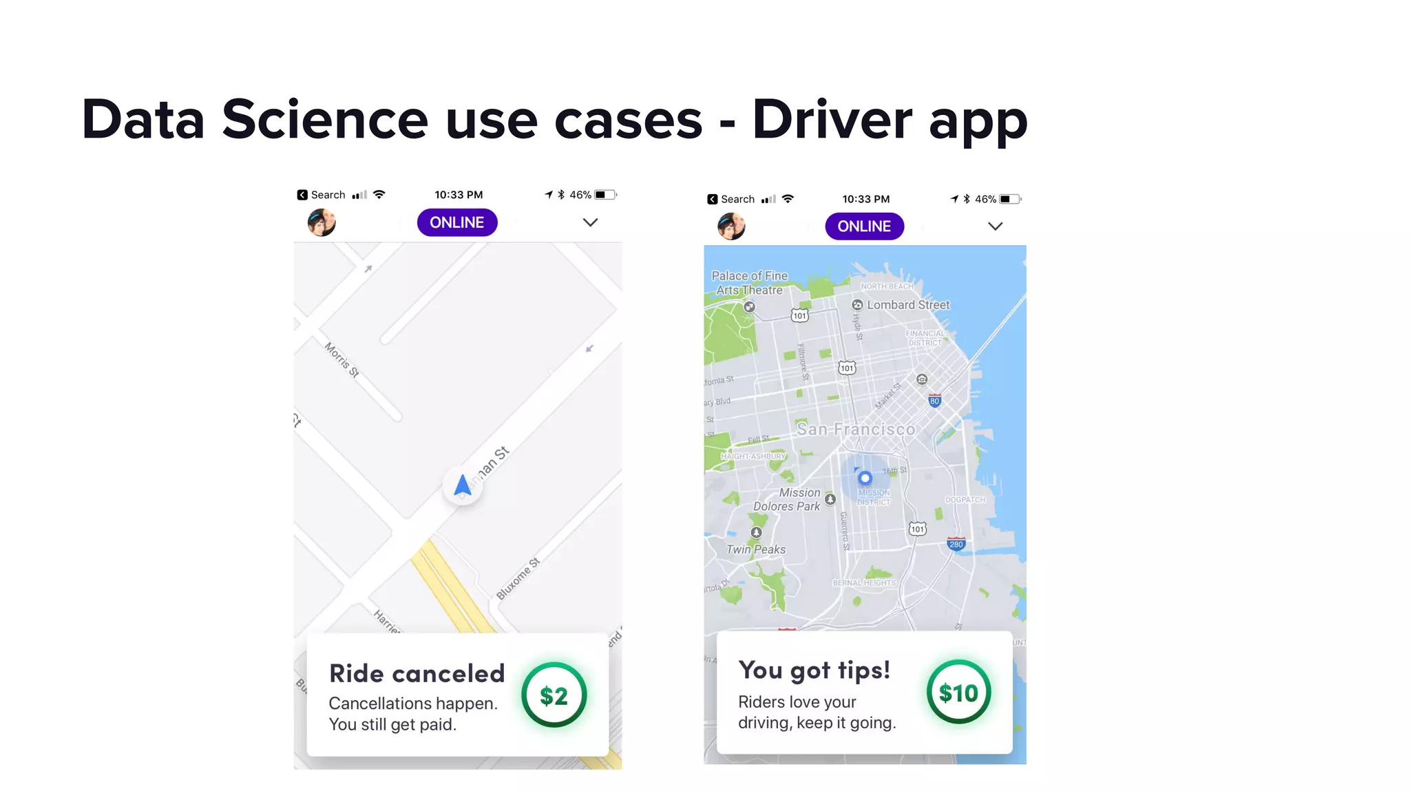 Data Science use cases - Driver app
 