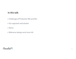 4Confidential
• Challenges of Production ML (and DL)
• Our approach and solution
• Demo
• Reference designs and more info
In this talk
 