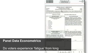 Panel Data Econometrics<br />Do voters experience ‘fatigue’ from long ballots?<br />