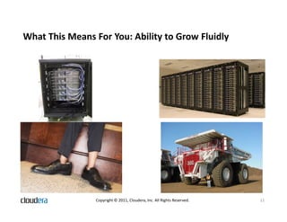 What This Means For You: Ability to Grow Fluidly
Benefit #2: Scalability




                Copyright © 2011, Cloudera, Inc. All Rights Reserved.   11
 