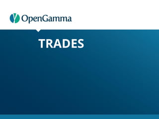 TRADES
• Trades are simple immutable beans (data objects)
• Built using Joda-Beans
• Use builder or static factory to crea...