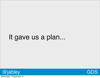 It gave us a plan...

@jabley
Wednesday, 13 November 13

GDS

 