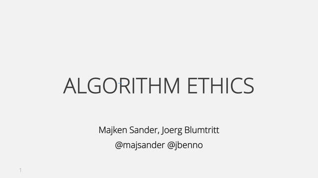 Algorithm Ethics | PDF