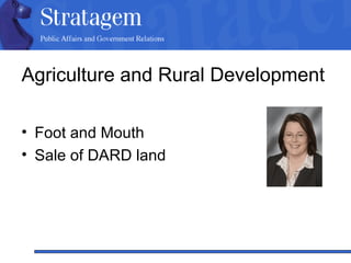 Agriculture and Rural Development Foot and Mouth  Sale of DARD land 