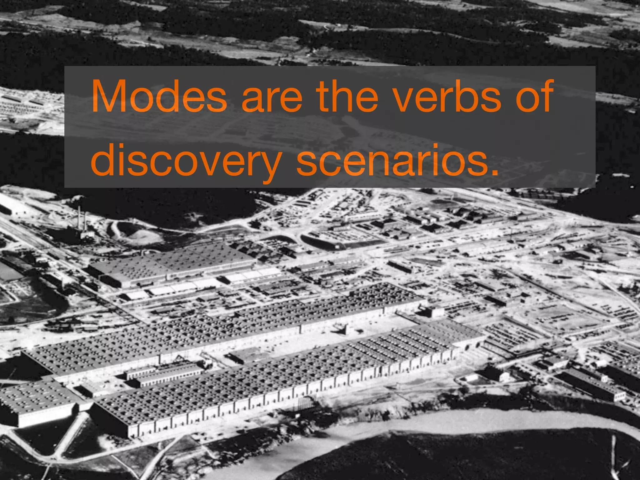 Modes are the verbs of
discovery scenarios.
 