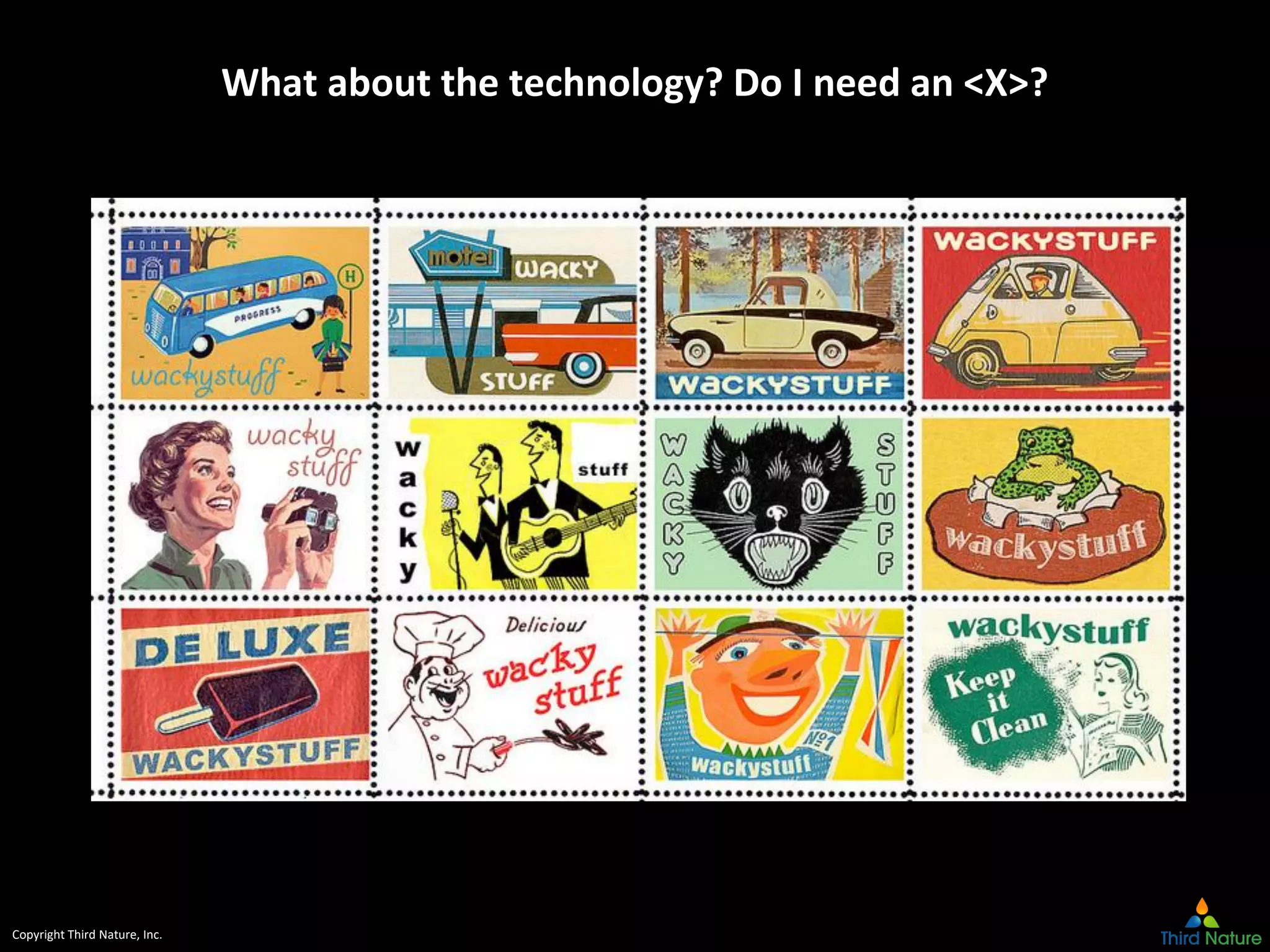 Copyright Third Nature, Inc.
What about the technology? Do I need an <X>?
 