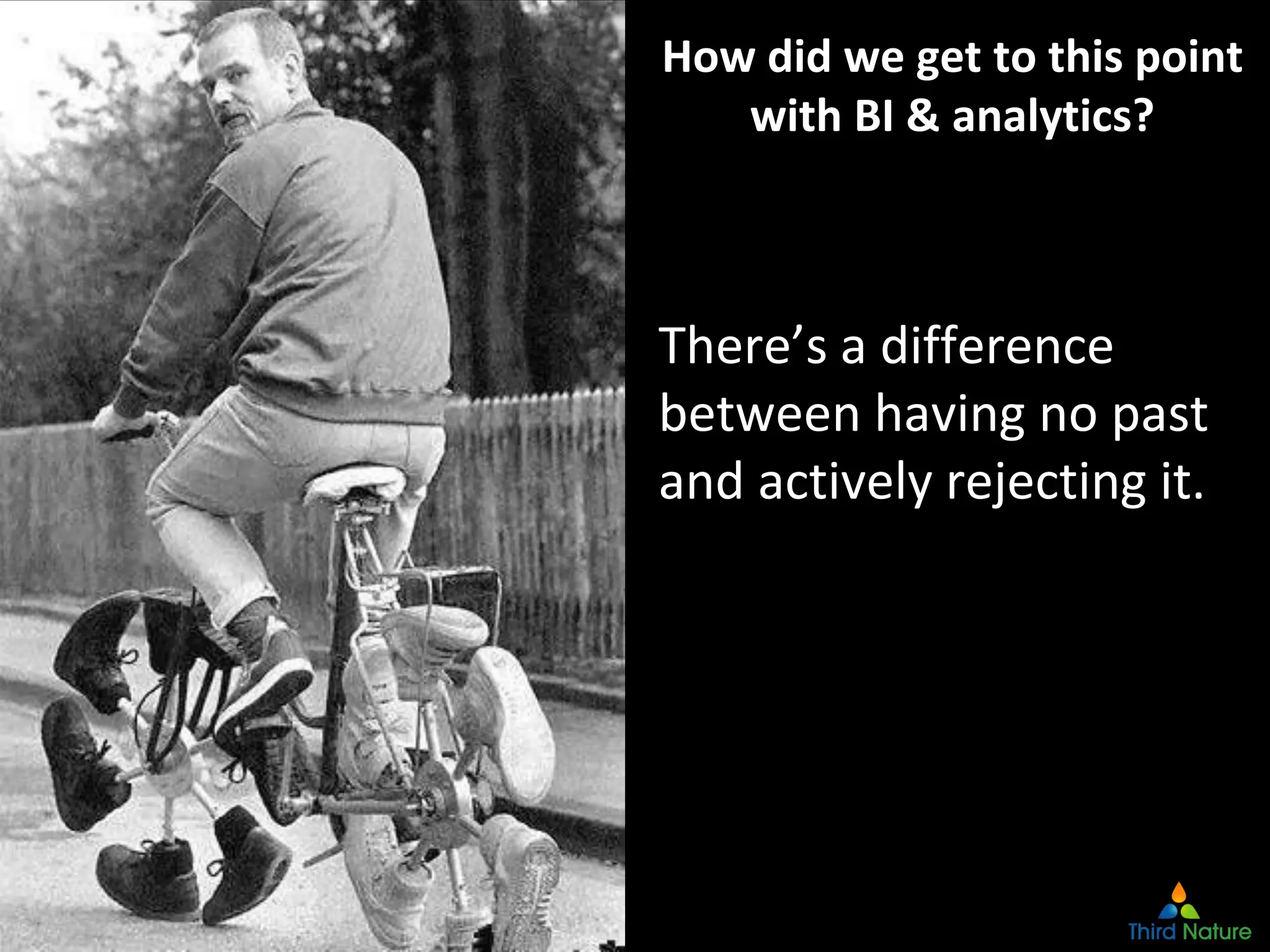 © Third Nature Inc.
How did we get to this point
with BI & analytics?
There’s a difference
between having no past
and actively rejecting it.
 