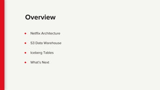 Netflix Data Rack The evolution of Netflix's S3 data warehouse (Strata NY 2018) | PDF