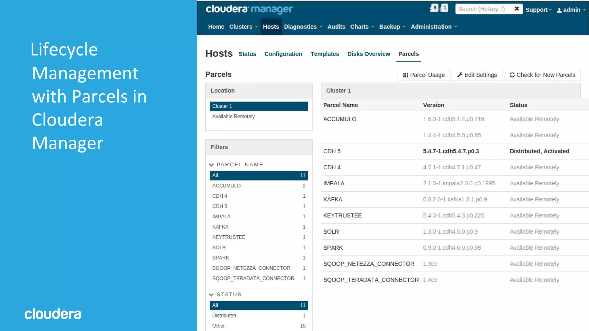 36© Cloudera, Inc. All rights reserved.
Lifecycle
Management
with Parcels in
Cloudera
Manager
 