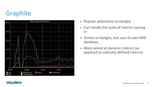 91© Cloudera, Inc. All rights reserved.
Graphite
• Popular alternative to Ganglia
• Can handle the scale of metrics coming
in
• Similar to Ganglia, but uses its own RRD
database.
• More aimed at dynamic metrics (as
opposed to statically defined metrics)
 
