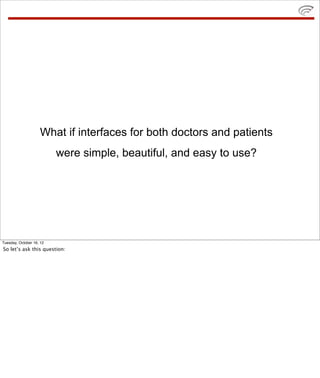 What if interfaces for both doctors and patients
                          were simple, beautiful, and easy to use?




Tu...