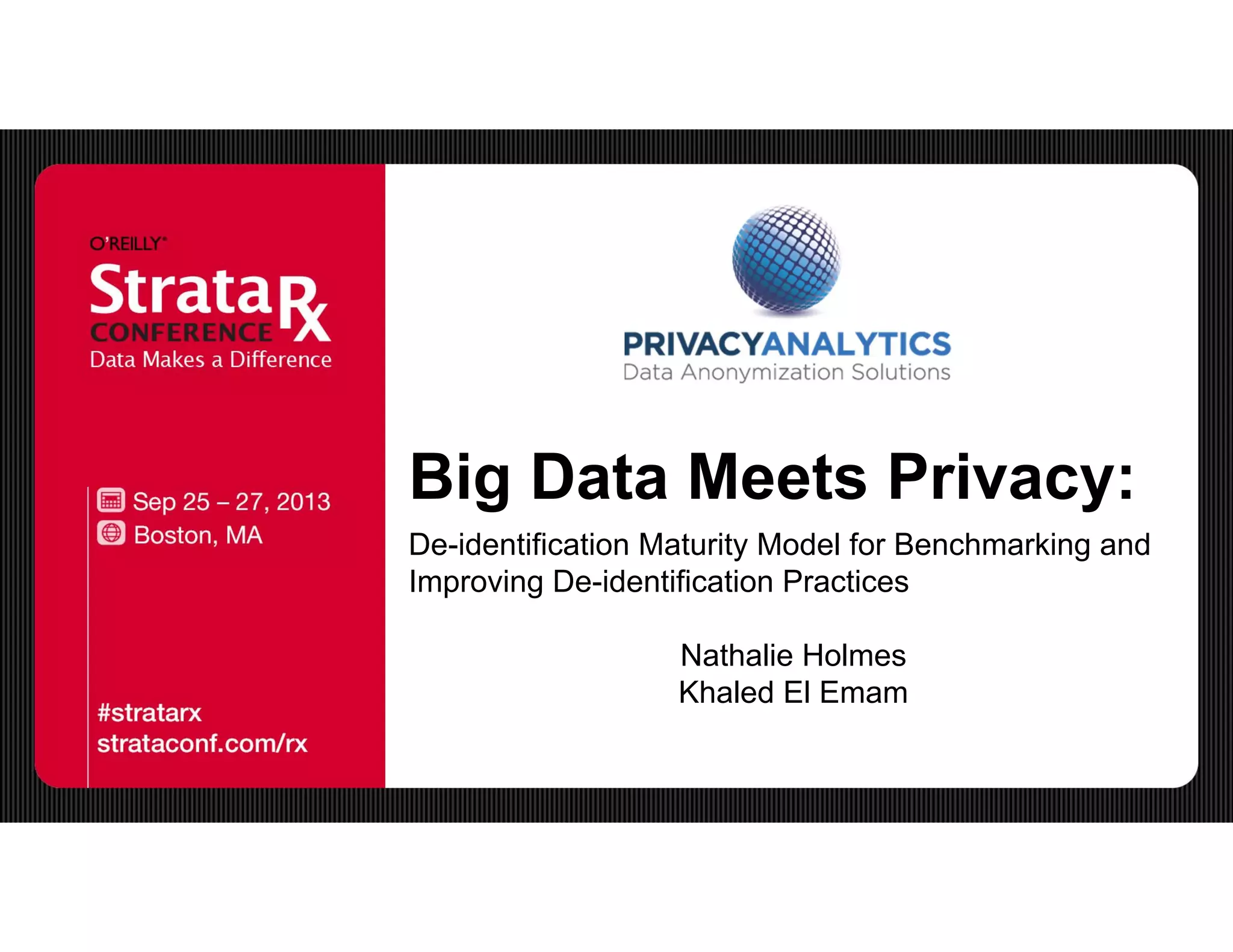Big Data Meets Privacy:De-identification Maturity Model for ...