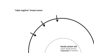 “triple negative” breast cancer




                                  breast cancer cell
                                  growth signals become
                                  independent of receptors
 
