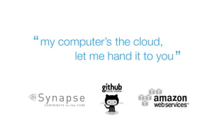 “ my computer’s the cloud,
        let me hand it to you ”
 