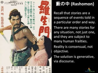 Copyright Third Nature, Inc.
藪の中 (Rashomon)
Recall that stories are a
sequence of events told in
a particular order and wa...