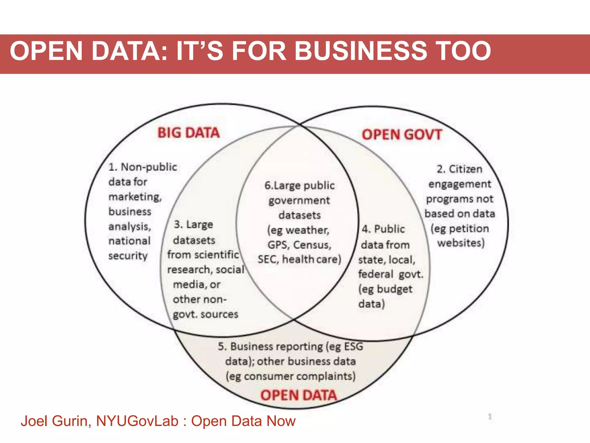 OPEN DATA: IT’S FOR BUSINESS TOO

Joel Gurin, NYUGovLab : Open Data Now

 