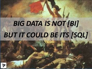 BIG DATA IS NOT [BI]
BUT IT COULD BE ITS [SQL]


 SiSense
 The Big Data Analytics Company
 www.SiSense.com
 