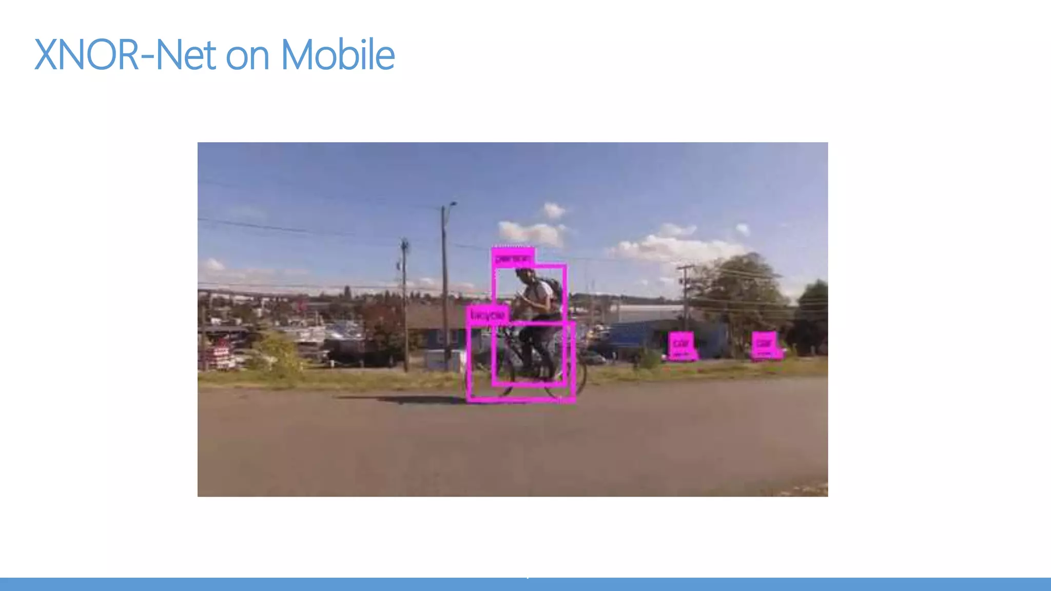 MobileNet family
Splits the convolution into a 3x3 depthwise conv and a 1x1 pointwise
conv
Tune with two parameters – Width Multiplier and resolution multiplier
Andrew G. Howard et al, "MobileNets: Efficient Convolutional Neural Networks for Mobile Vision Applications”, 2017
 