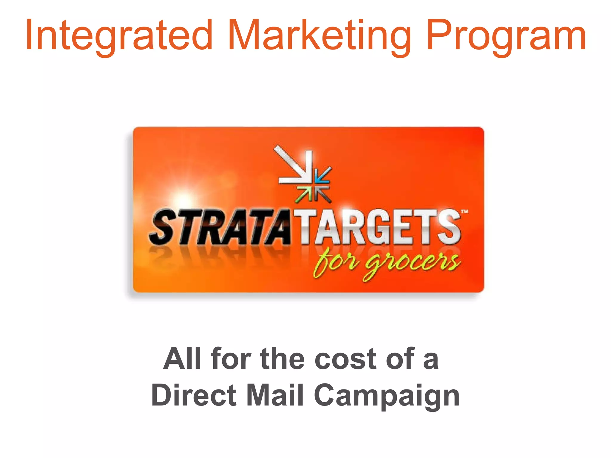 All for the cost of a  Direct Mail Campaign Integrated Marketing Program 