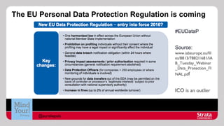 The EU Personal Data Protection Regulation is coming
#EUDataP
Source:
www.iabeurope.eu/fil
es/8813/7882/1681/IA
B_Tuesday_Webinar
_Data_Protection_FI
NAL.pdf

ICO is an outlier

@aureliepols

 