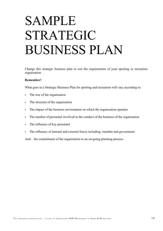 The Strategic Business Plan