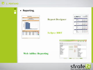 3. PENTAHO  Reporting. Report Designer Eclipse BIRT Web AdHoc Reporting 