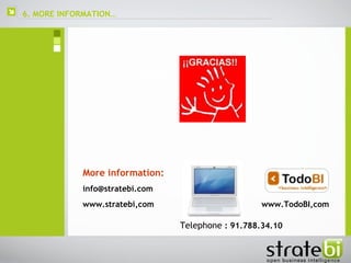 6. MORE INFORMATION…  [email_address] www.stratebi,com More information: www.TodoBI,com Telephone  : 91.788.34.10 