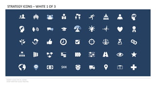 INSERT LOGO OR CO. NAME -
VIEW>MASTER>SLIDE MASTER
$ $XX
STRATEGY ICONS – WHITE 1 OF 3
 
