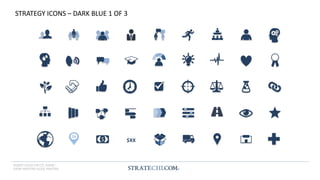 INSERT LOGO OR CO. NAME -
VIEW>MASTER>SLIDE MASTER
$ $XX
STRATEGY ICONS – DARK BLUE 1 OF 3
 